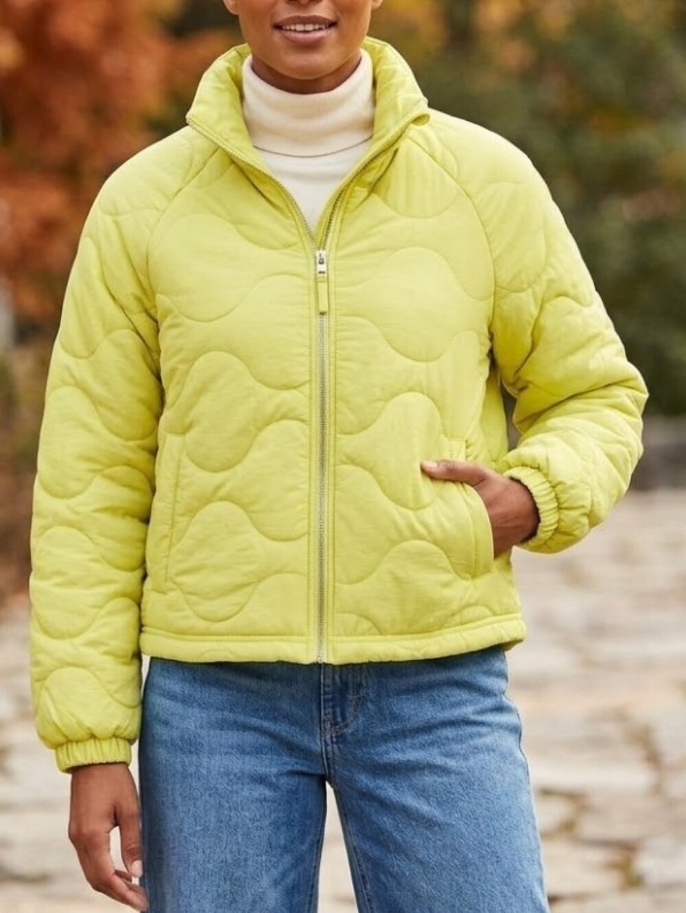 Universal Thread Yellow/chartreuse Quilted Puffer Jacket Lightweight Size M